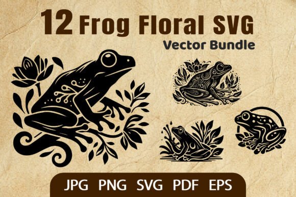 12 Frog Floral SVG Vector Bundle Vector for Blog and Web Graphics