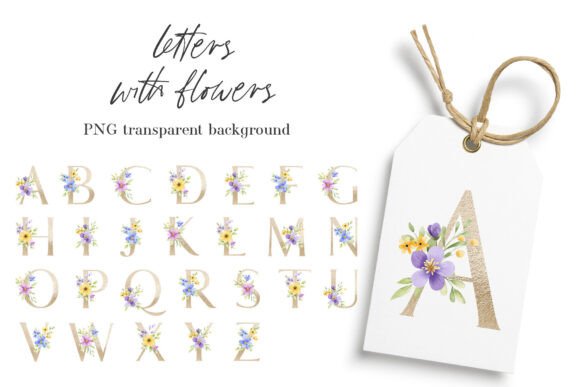 Alphabet, Gold Letters, Floral Monogram: A Graphic Design Asset for Editorial Use
