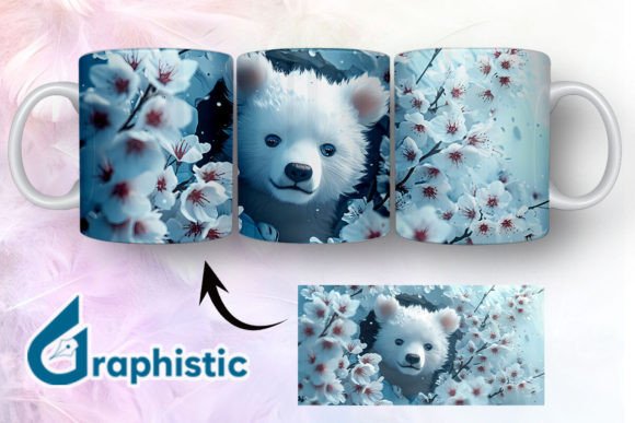 Bear Floral Break Through Mug Wrap 02 Graphics