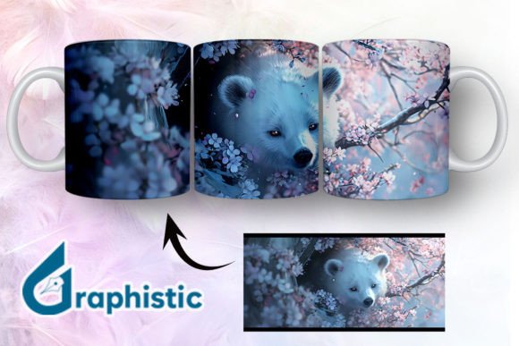 Bear Floral Break Through Mug Wrap 13 Graphics