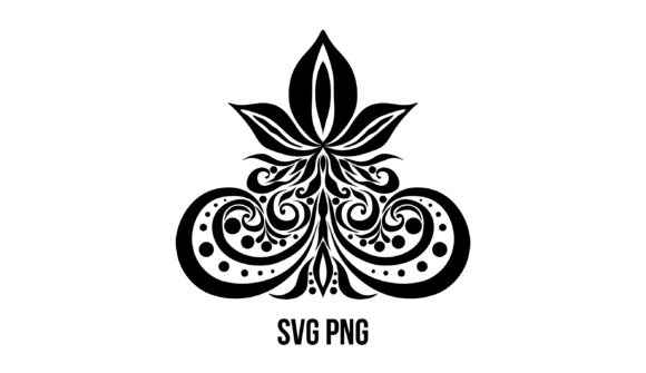 Black Floral Motif for Graphic Design and Illustrations