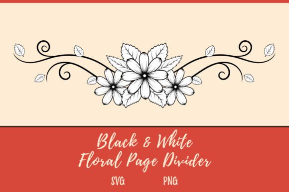 Decorative Floral Page Divider B W Graphics for Crafting