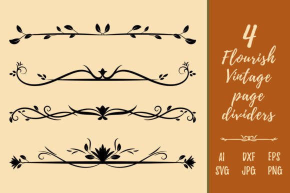 Decorative Vintage Floral Page Divider Graphics
