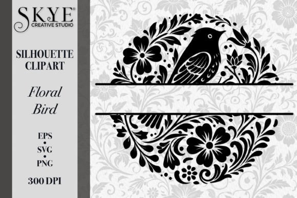 Elegant Floral Bird Silhouette SVG 05 for Branding and Packaging
