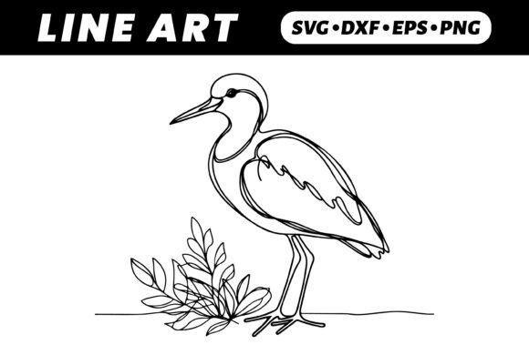 Elegant Line Art Bird with Floral Design for Branding and Packaging