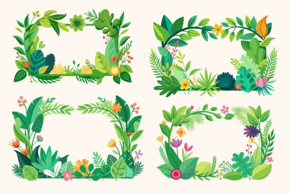 Floral Border Vector Illustration Set for Marketing Graphics