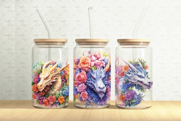 Floral Dragons Can Wrap Graphic Design