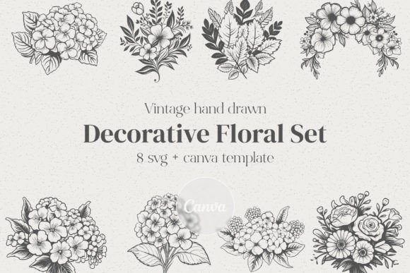 Floral Flowers SVG Bundles Vintage Art for Branding