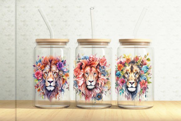 Floral Lion Tumbler Wrap: A Vibrant Graphic for Content Publishing