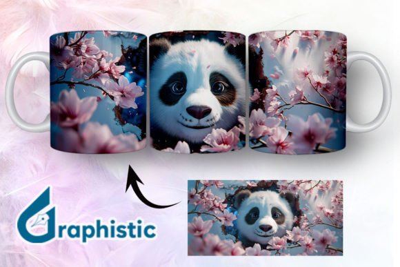 Floral Panda Break Through Mug Wrap 05 - A Versatile Graphic Design Asset