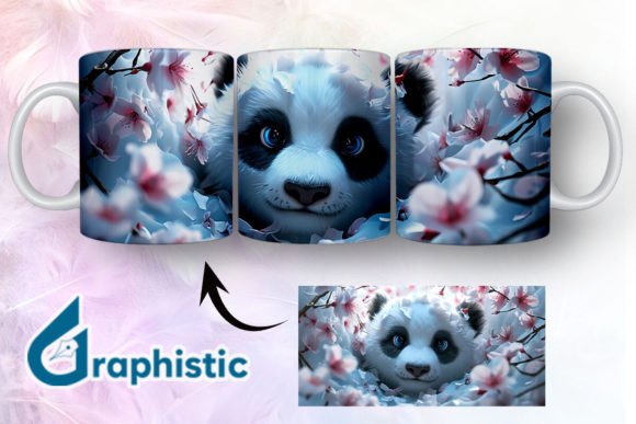 Floral Panda Break Through Mug Wrap 08 - A Versatile Graphic Design Asset