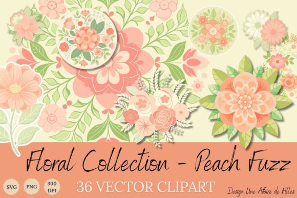 FLORAL PEACH FUZZ VECTORS for Branding and Packaging