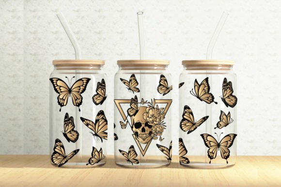Floral Skull Tumbler Wrap - A Graphic Design Asset for Branding