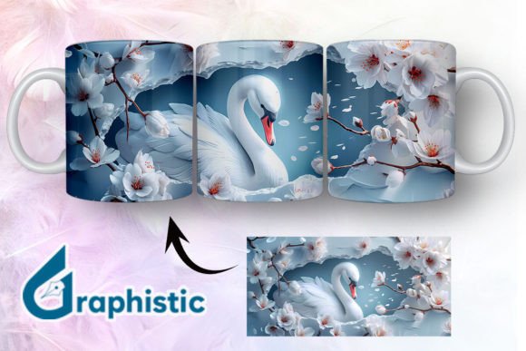 Floral Swan Break Through Mug Wrap 10 - A Versatile Graphic Asset