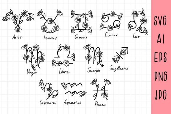 Floral Zodiac Sign Svg for Branding and Marketing