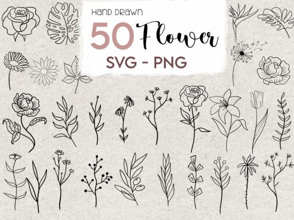 Flowers SVG PNG Botanical Floral Clipart for Graphics and Illustrations