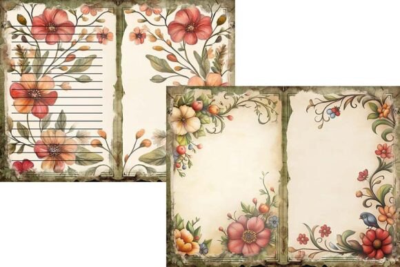 Folk Floral Journal Pages - A Versatile Graphic Design Asset