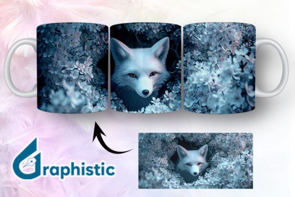 Fox Floral Break Through Mug Wrap 39: Graphics & Illustrations for Local Brands