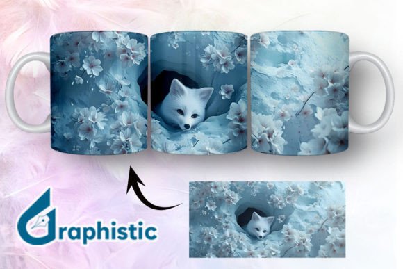 Fox Floral Break Through Mug Wrap 40 - A Graphic Design Asset for Bloggers