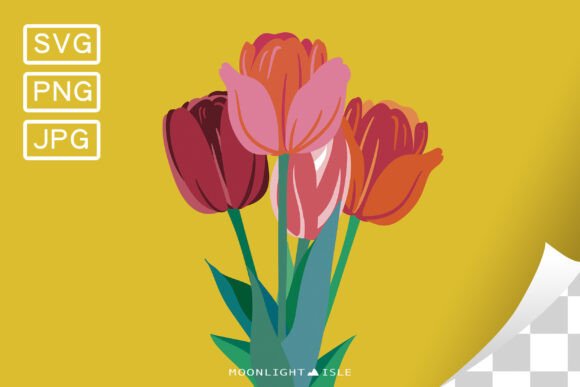 Funky Floral Bouquet SVG PNG Tulip 5 for Graphics and Illustrations