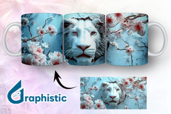 Lion Floral Break Through Mug Wrap 15 Graphics