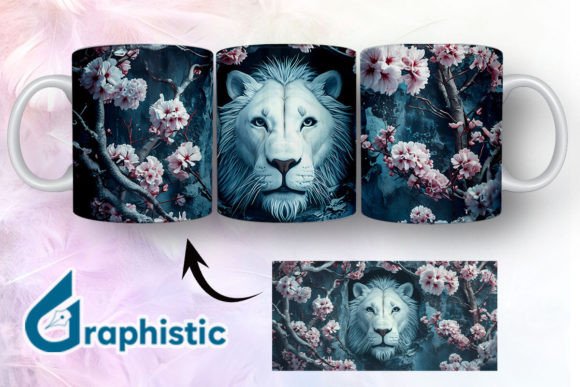 Lion Floral Break Through Mug Wrap 16 - A Versatile Graphic Design Asset