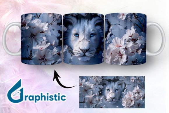 Lion Floral Break Through Mug Wrap 17 Graphics