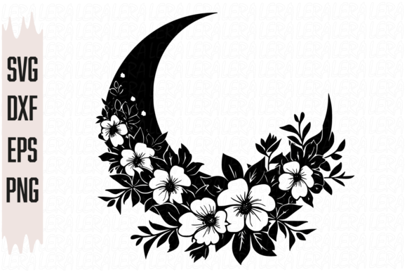 Moon Flowers Pattern Graphics for Illustrations