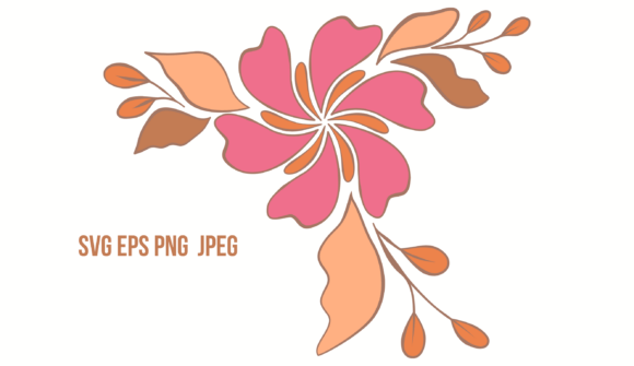 Orange Pink Floral Motif Graphics for Digital Product Creation