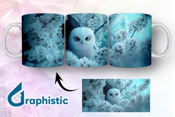 Owl Floral Break Through Mug Wrap 01 Graphics and Illustrations Review