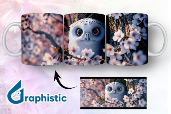 Owl Floral Break Through Mug Wrap 12 Graphics