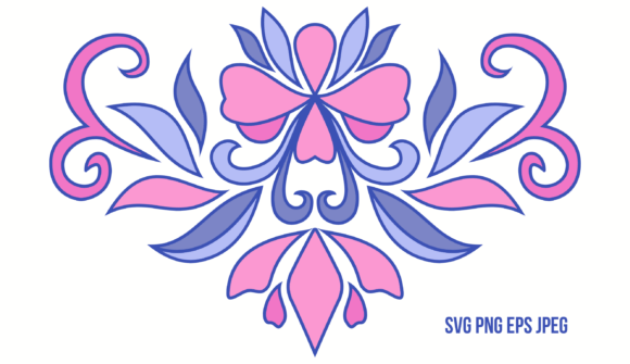 Pink-Blue Floral Motif Graphics for Digital and Print Products