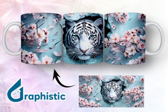 Tiger Floral Break Through Mug Wrap 03 Graphics