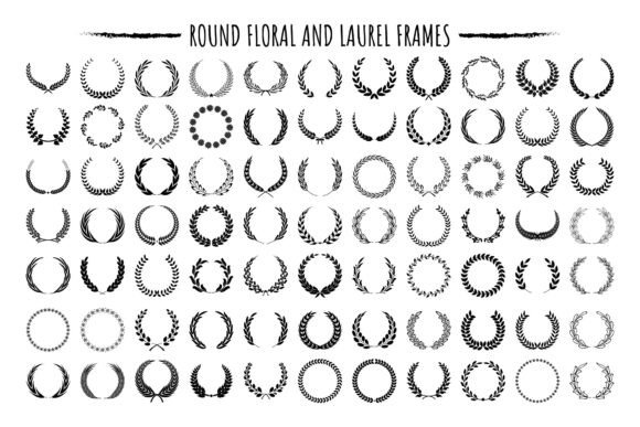 Various Round Floral and Laurel Frames for Branding and Marketing