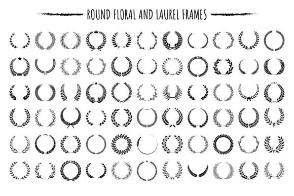 Various Round Floral and Laurel Frames S for Crafting