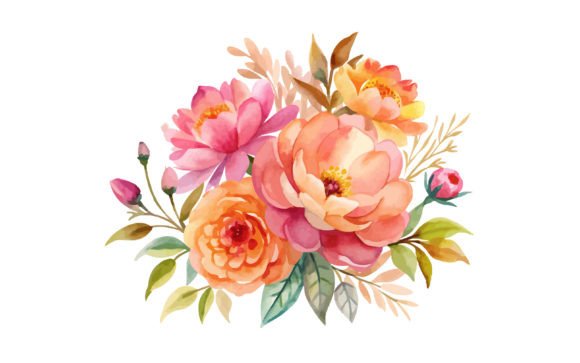 Watercolor Pink Orange Floral Bouquet 4 Review
